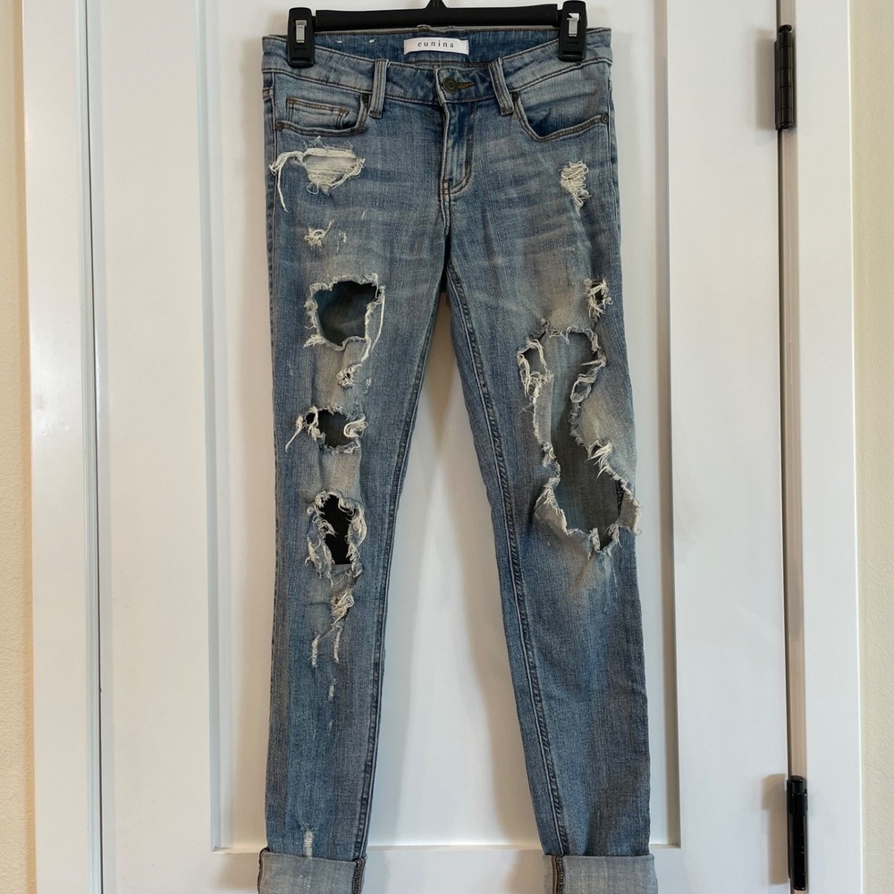 Eunina Jeans‎ Denim 1 Classic Skinny Low Rise Distressed Country Cowgirl Boho